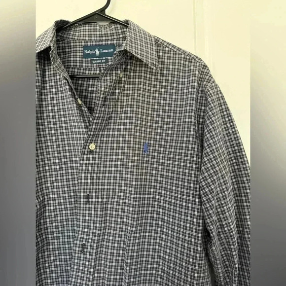 Ralph Lauren Moore Blue Plaid Pony Mens Long Sleeve Button Up Shirt Size XL - Picture 4 of 8